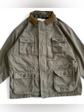 Vintage Towne London Fog Green Canvas Barn Chore Coat Jacket L Workwear Outdoors